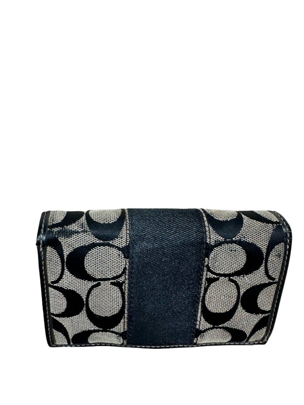 Vintage Coach Signature Jacquard Bifold Wallet Black Gray Leather Trim Preppy - Picture 8 of 13